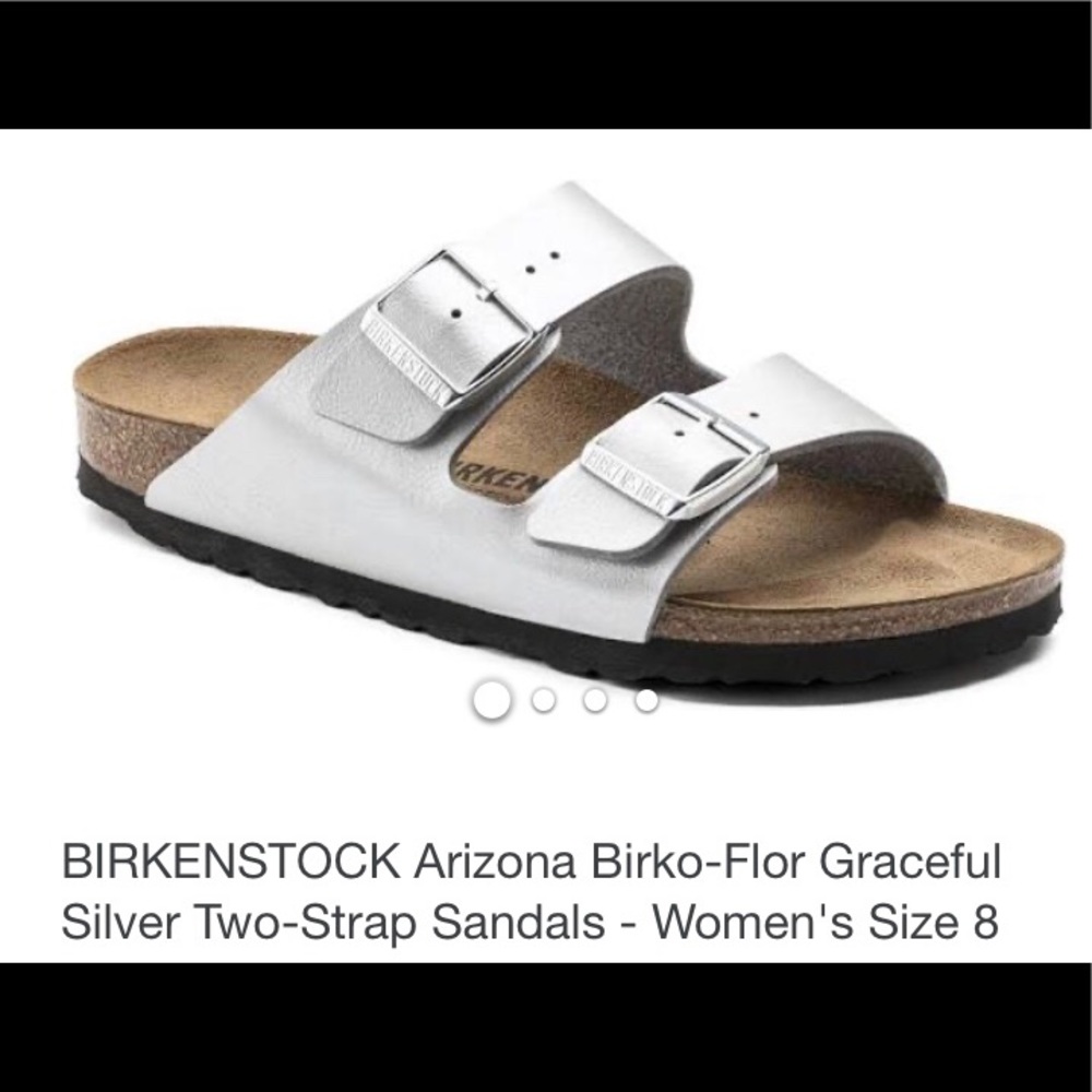 Women’s NEW IN BOX Birkenstock Arizona in silver.